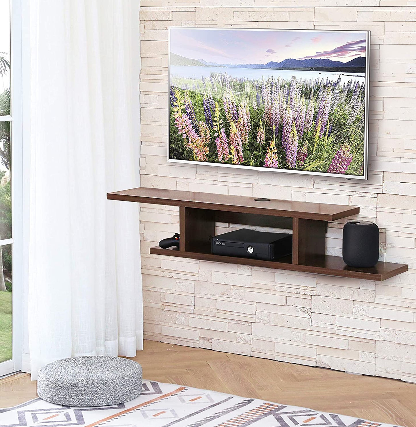 Floating TV Cabinet Stand Wall Mounted Media Console Shelf - Brown
