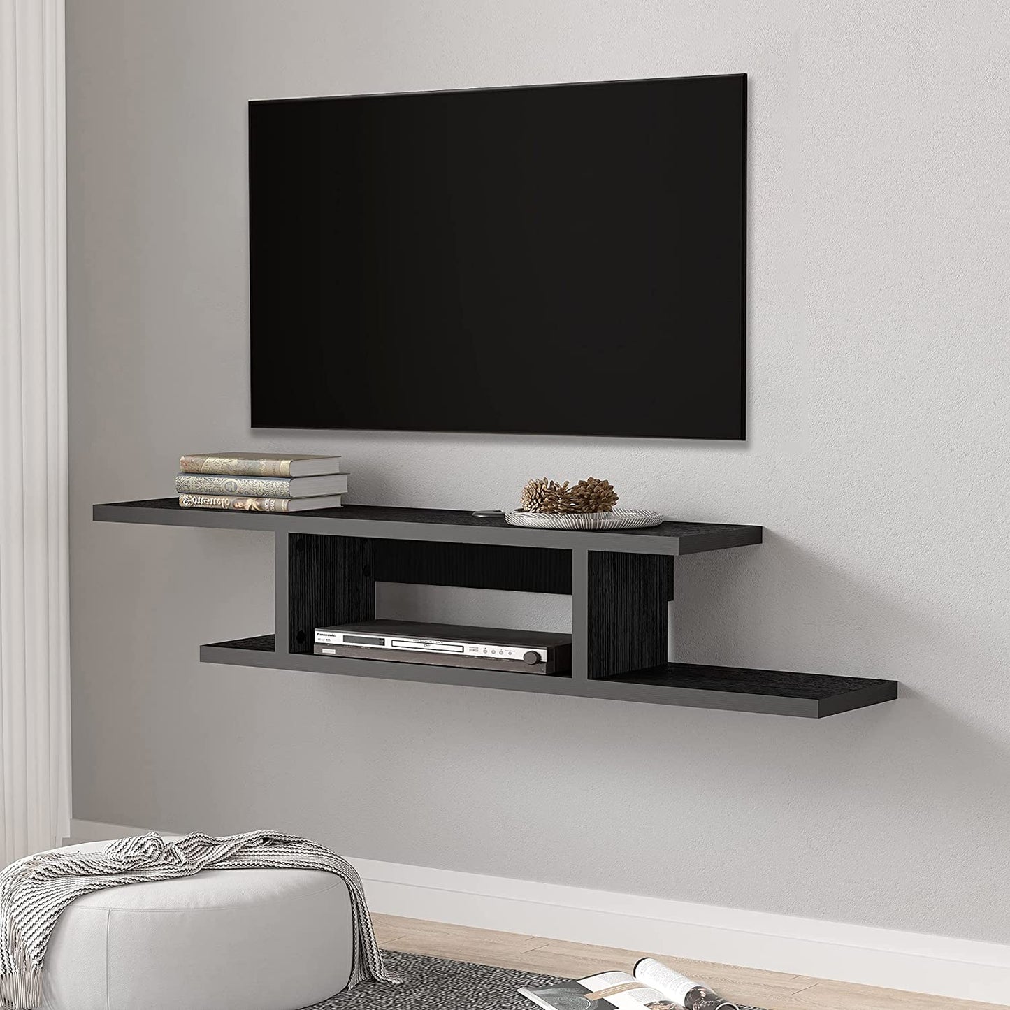 Floating TV Cabinet Stand Wall Mounted Media Console Shelf - Black
