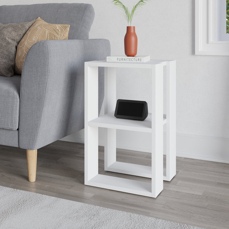 White Bedside Table with Open Shelves