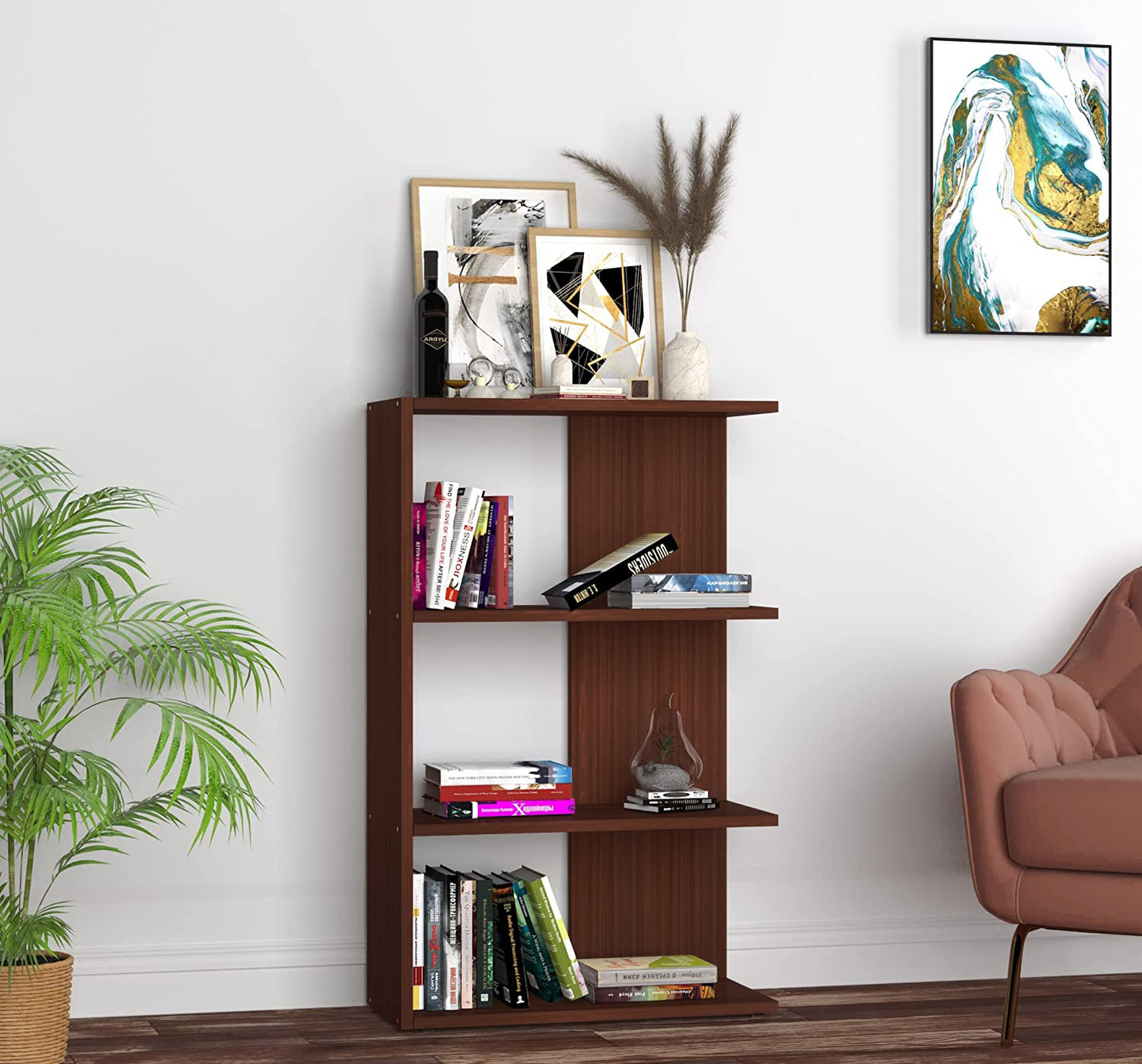 Minimalist Open Shelf Bookshelf β Modern Storage Solution - Brown