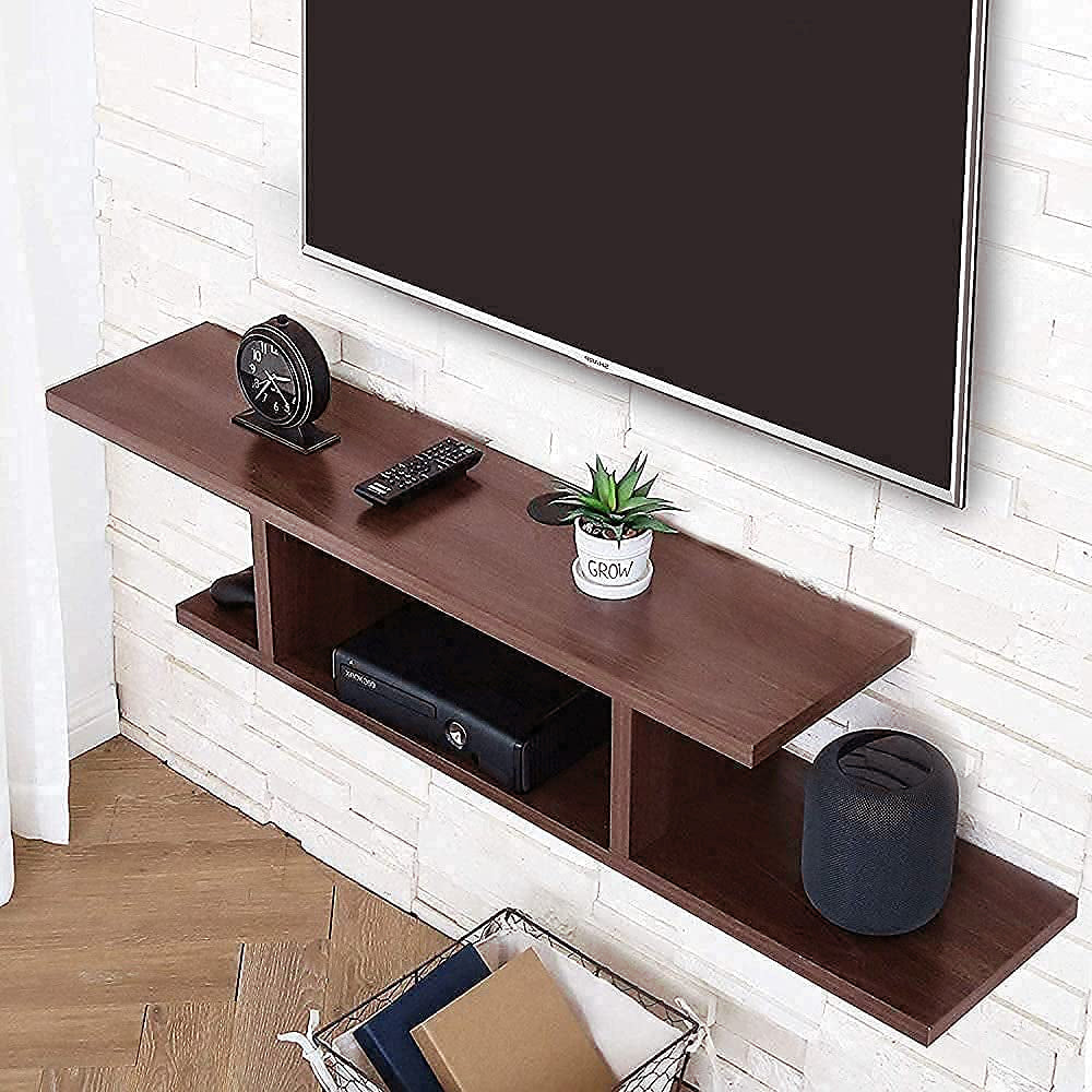 Floating TV Cabinet Stand Wall Mounted Media Console Shelf - Brown