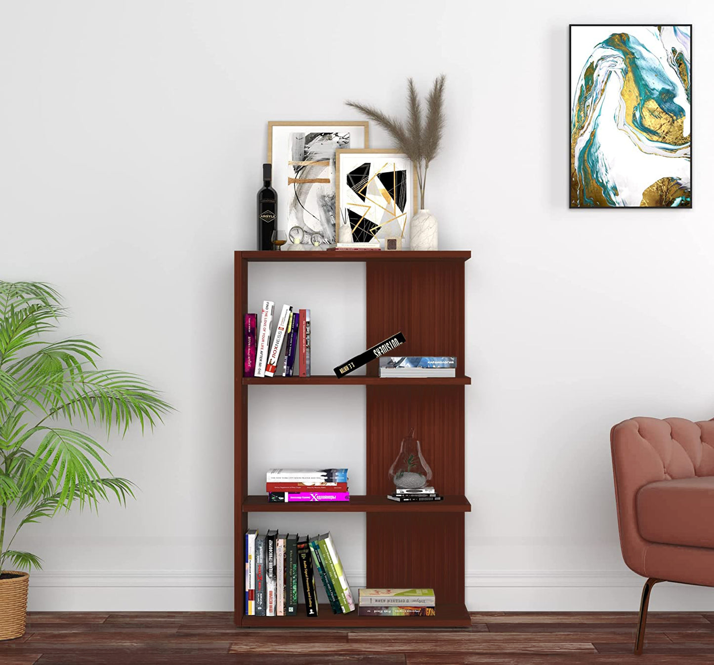 Minimalist Open Shelf Bookshelf β Modern Storage Solution - Brown