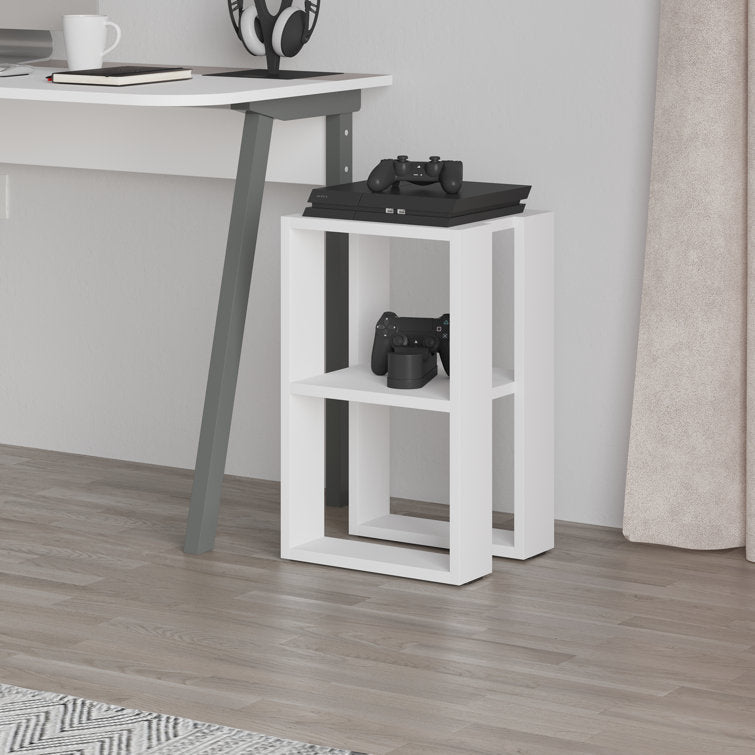 White Bedside Table with Open Shelves