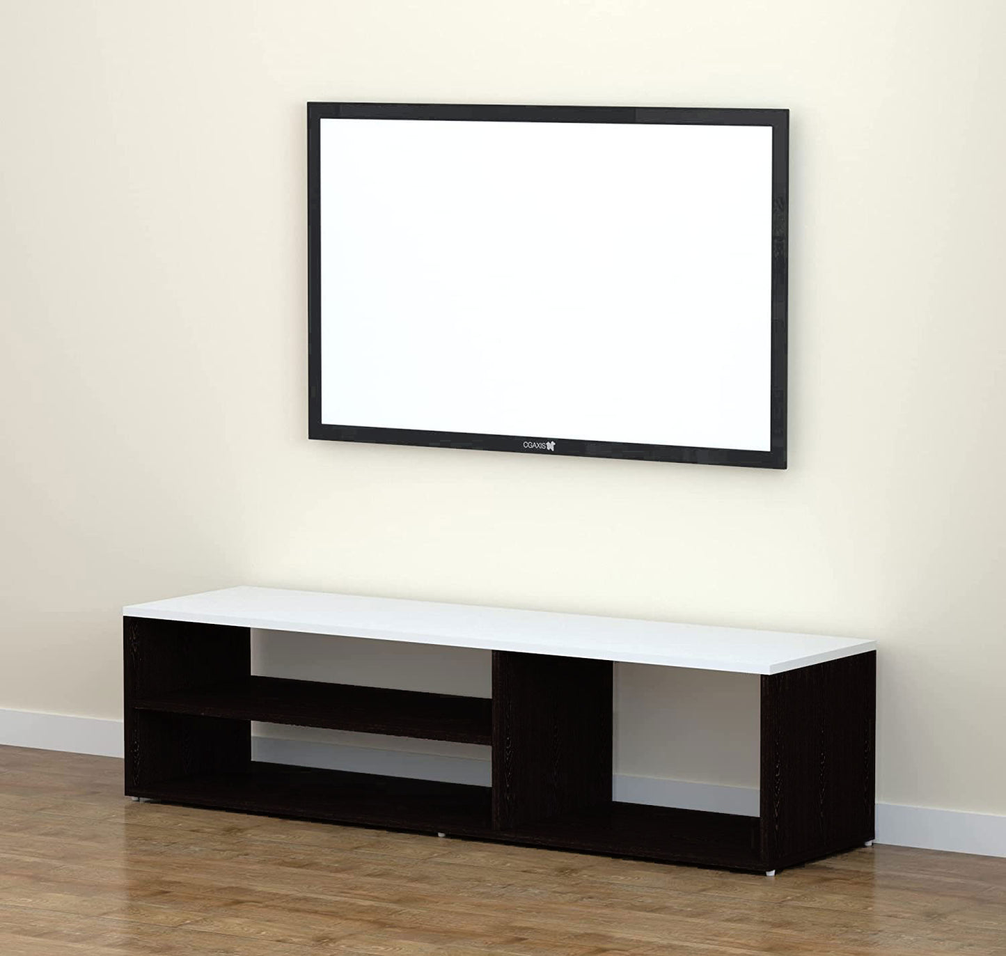 TV unit modern design with 1 side cabinets and 2 storage racks