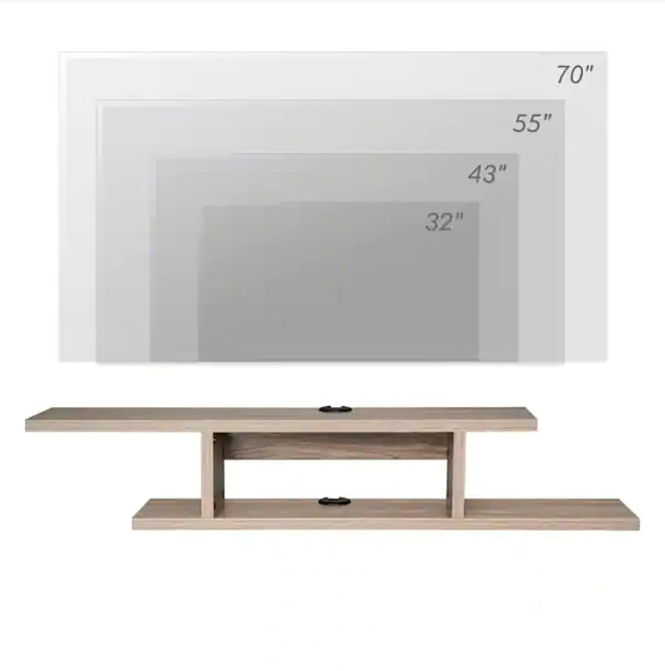 Floating TV Cabinet Stand Wall Mounted Media Console Shelf - Beige