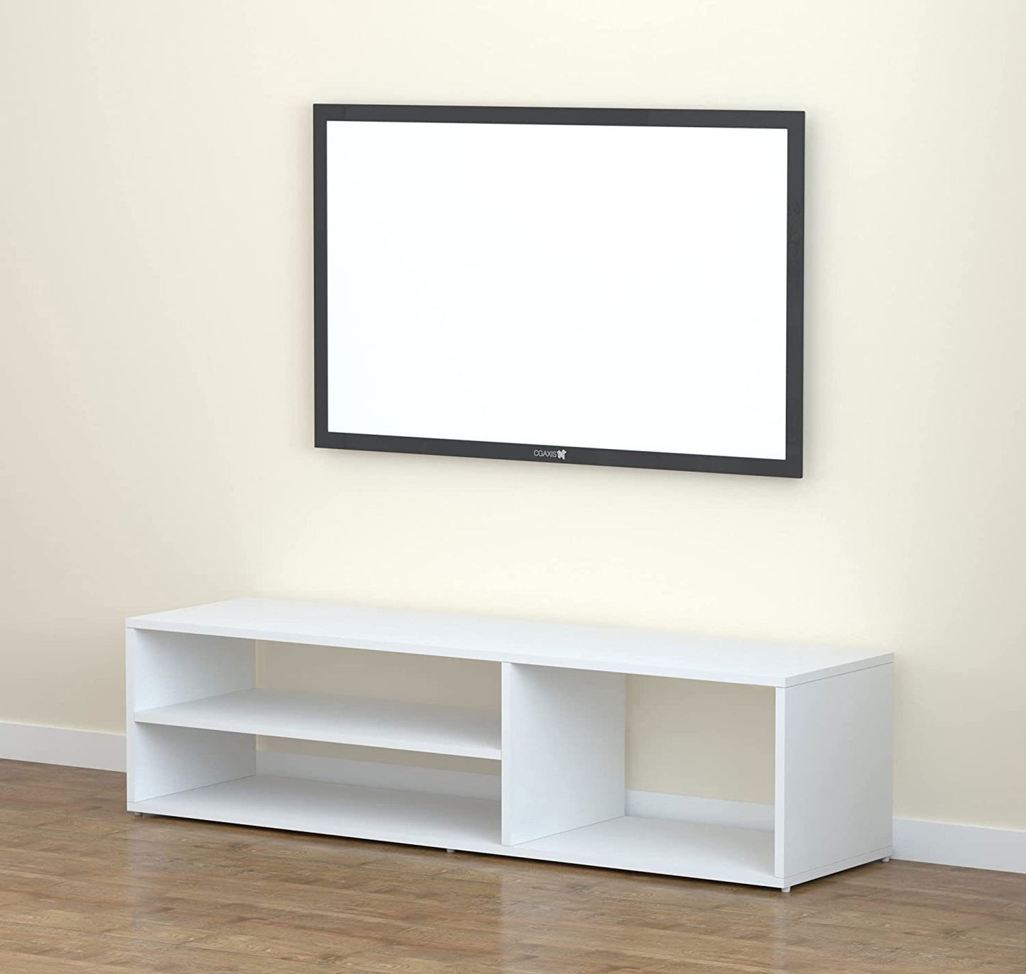 TV unit modern design with 1 side cabinets and 2 storage racks