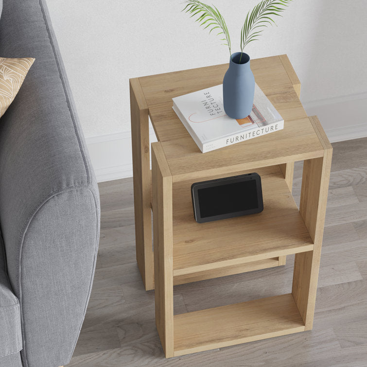 White Bedside Table with Open Shelves