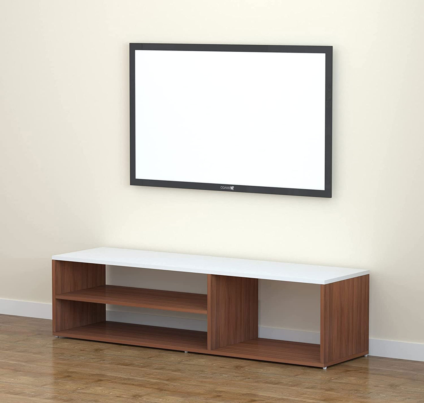 TV unit modern design with 1 side cabinets and 2 storage racks