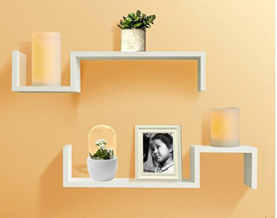 Solid Wood Wall Mounted Floating Shelves For Books And Accessories 2pieces