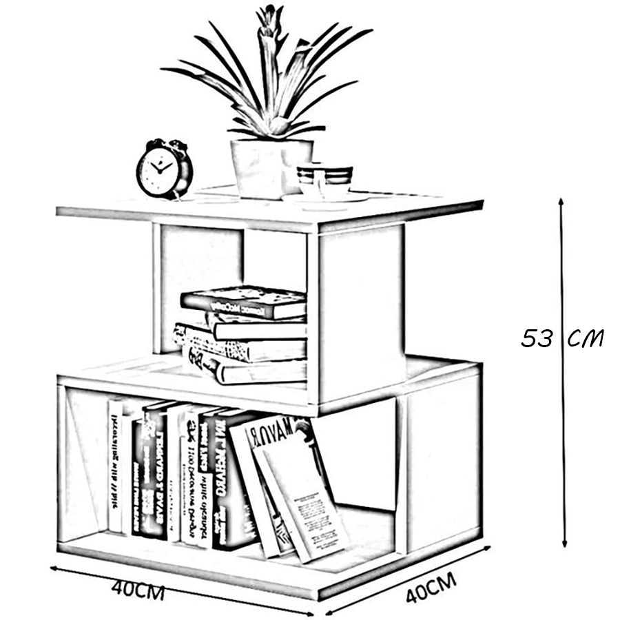 Modern Bedside Table with Storage Shelves - Light Orange