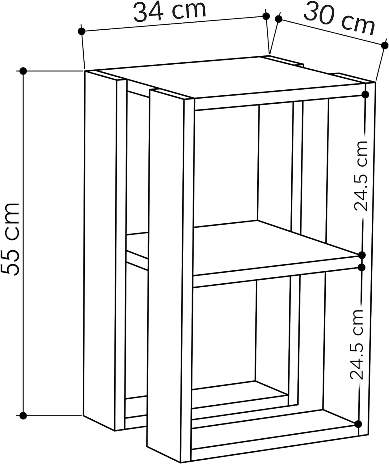 White Bedside Table with Open Shelves