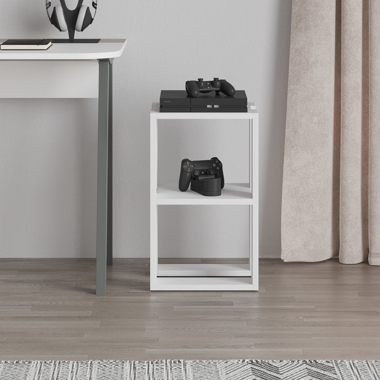 White Bedside Table with Open Shelves