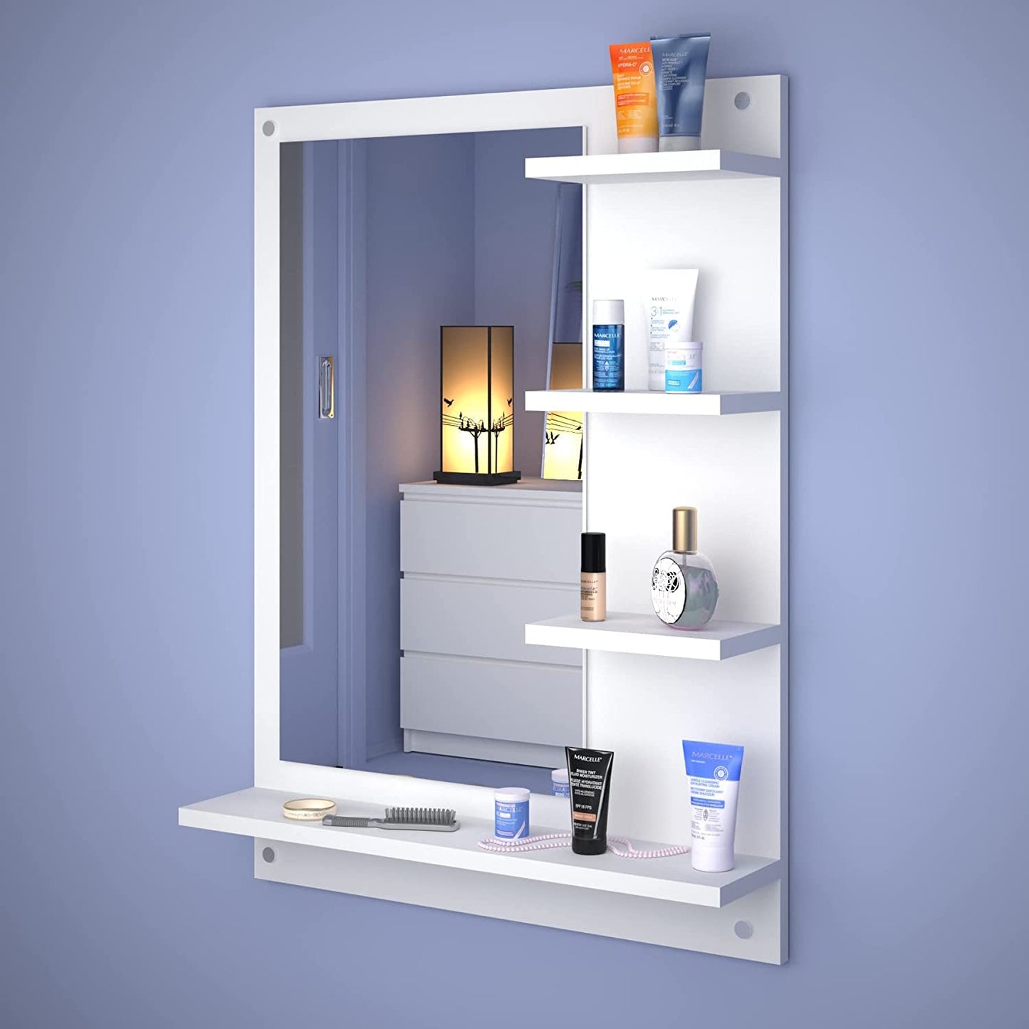 Wall-Mounted Modern Mirror Unit with Multiple Colors and Sizes