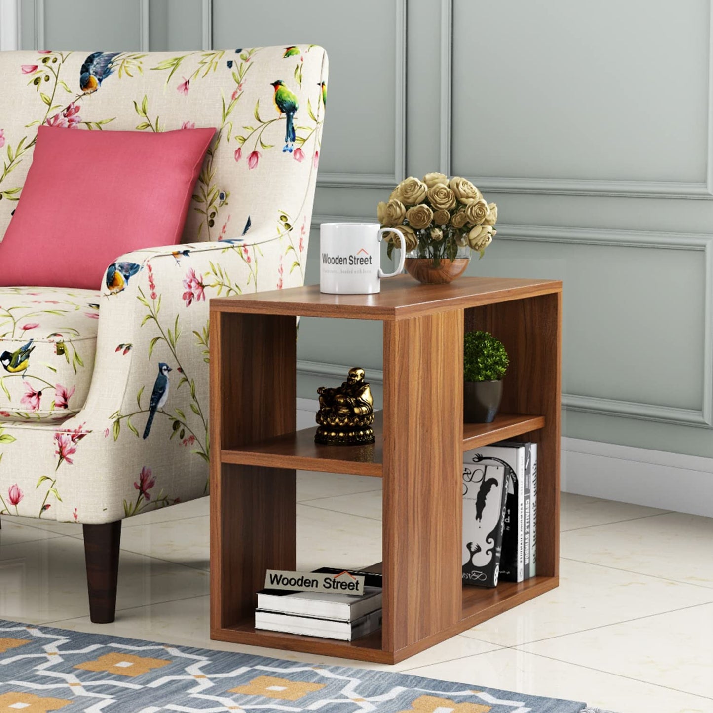 Side table and coffee table with storage space - Brown