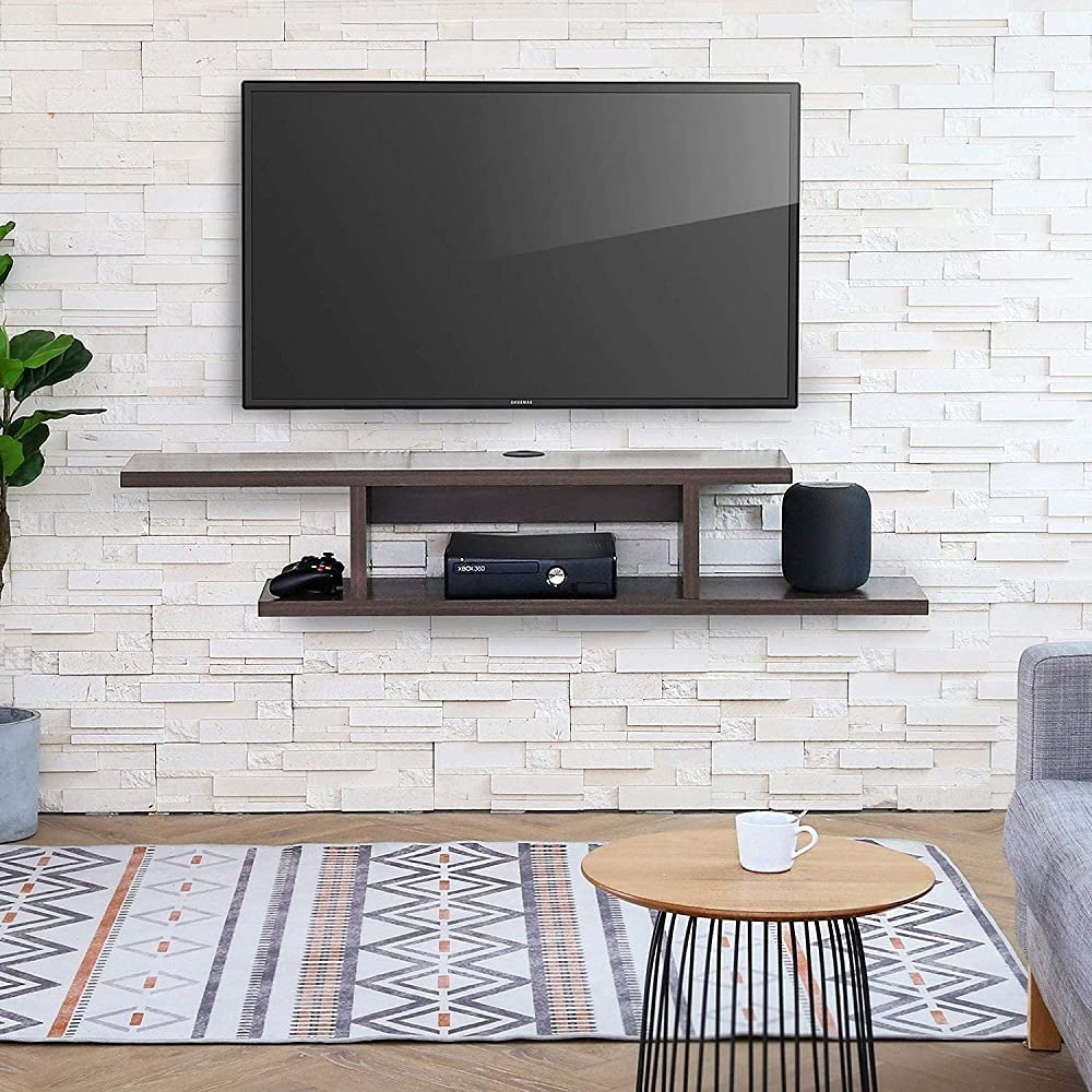 Floating TV Cabinet Stand Wall Mounted Media Console Shelf - Brown