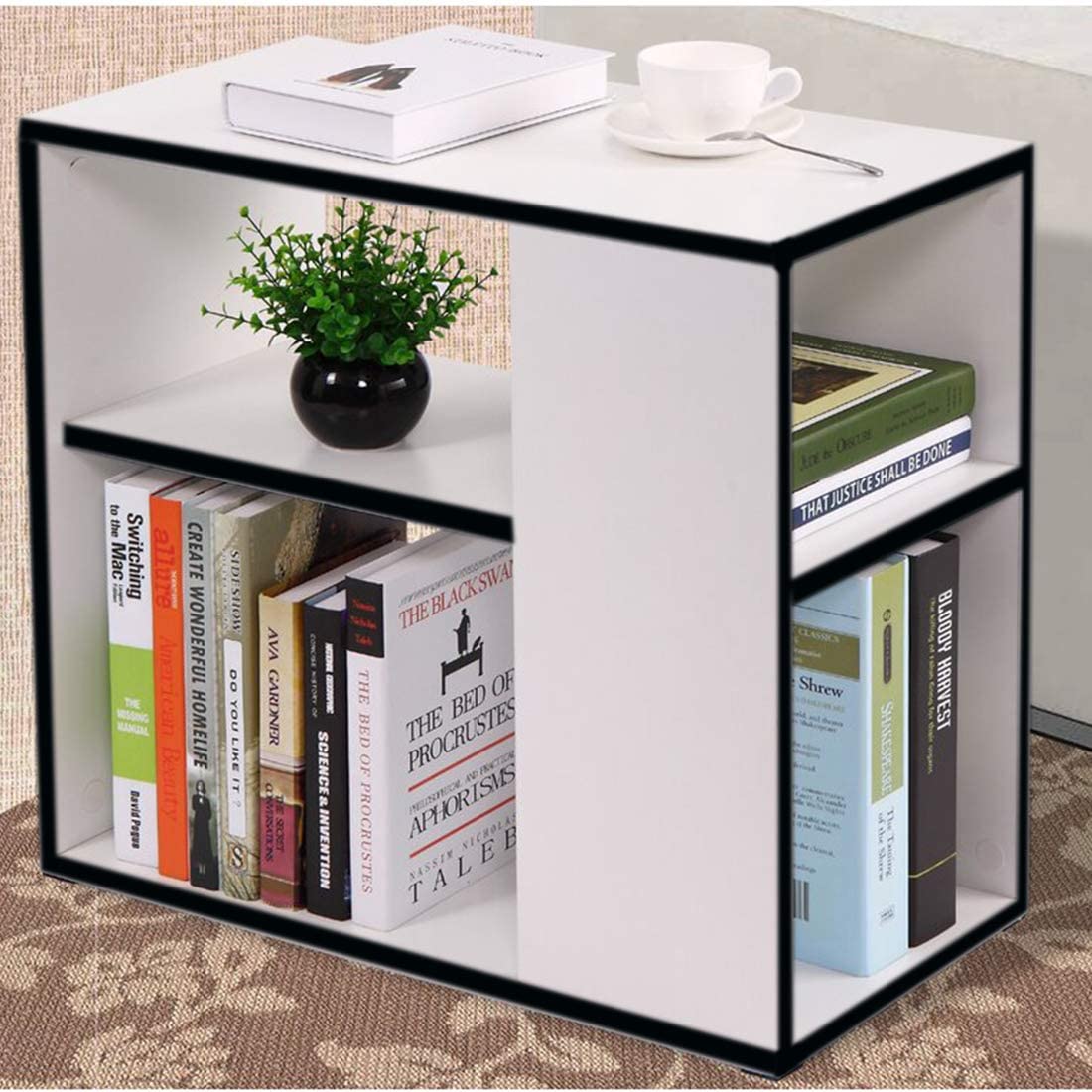 Side table and coffee table with storage space - Black & White