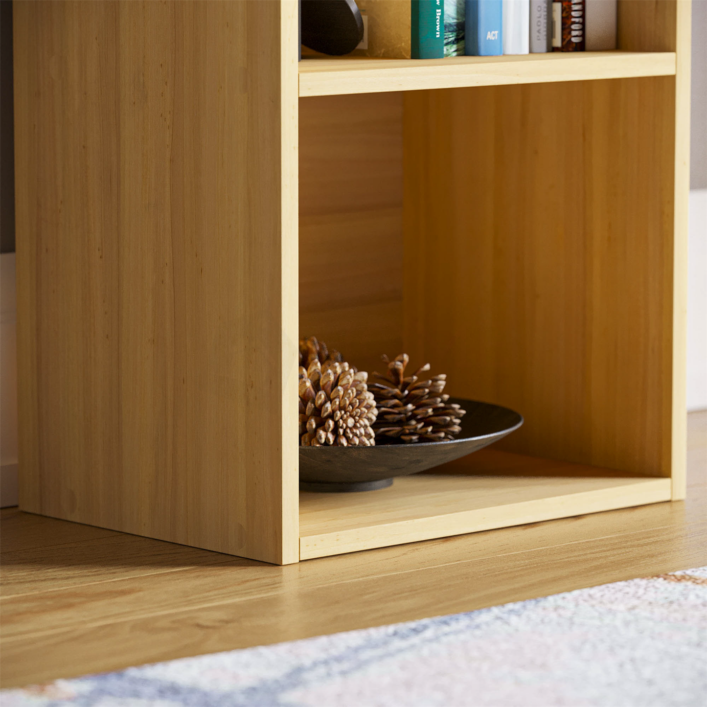 Modern 2-Tier Storage Unit with Shelves - Beige