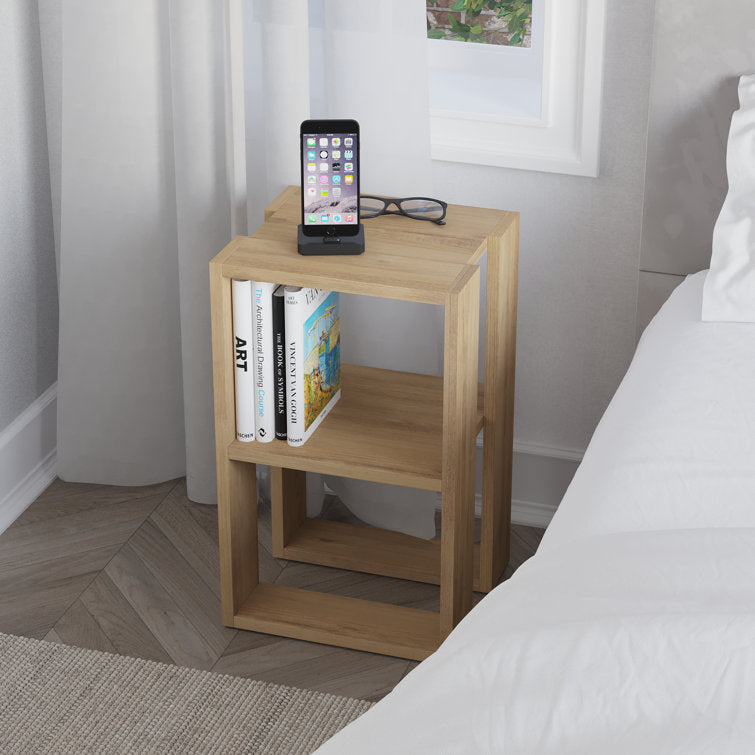White Bedside Table with Open Shelves