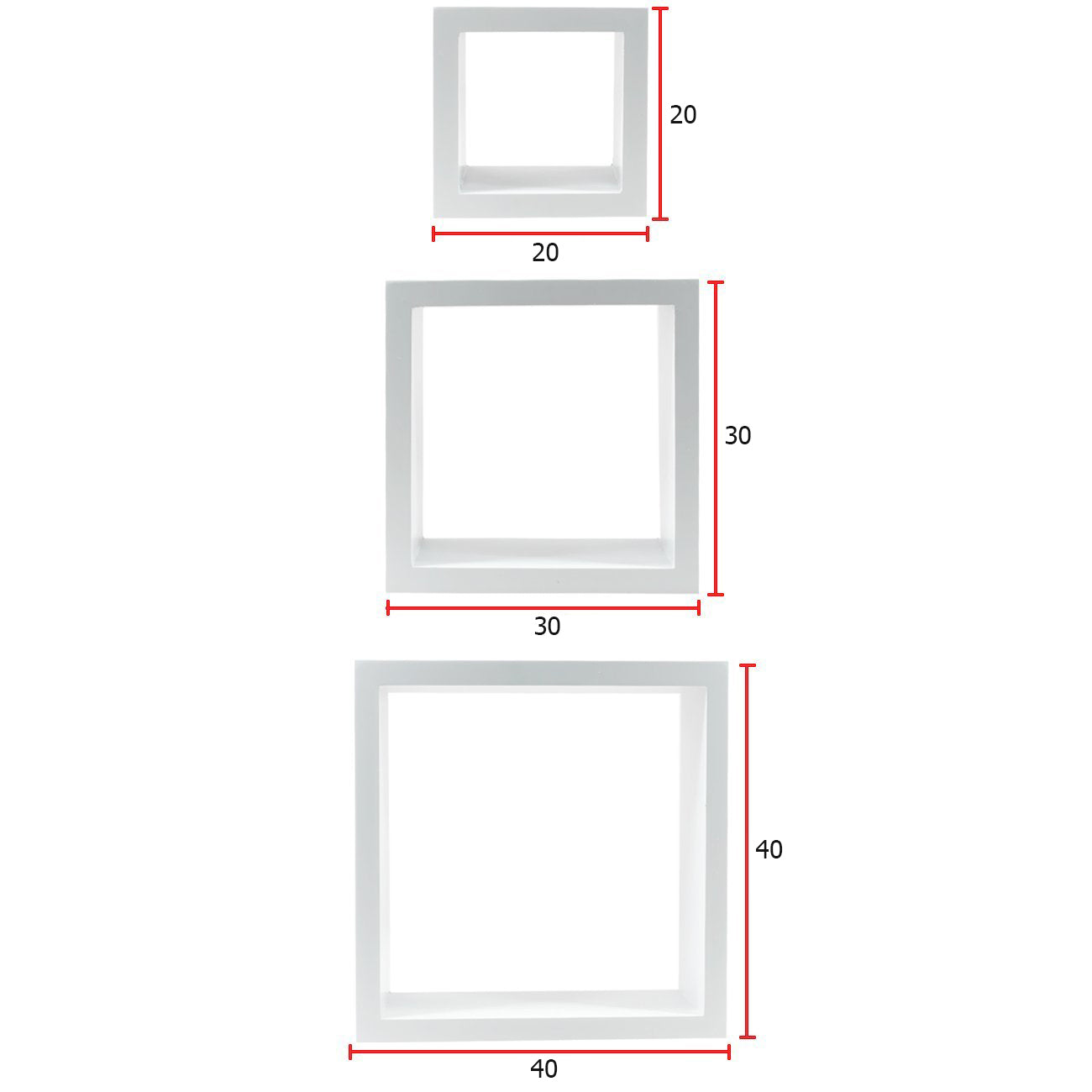 Set of 3 Wall-Mounted Square Floating Shelves - Modern Cube Display