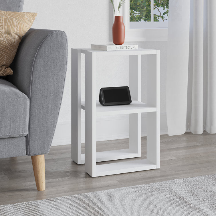 White Bedside Table with Open Shelves