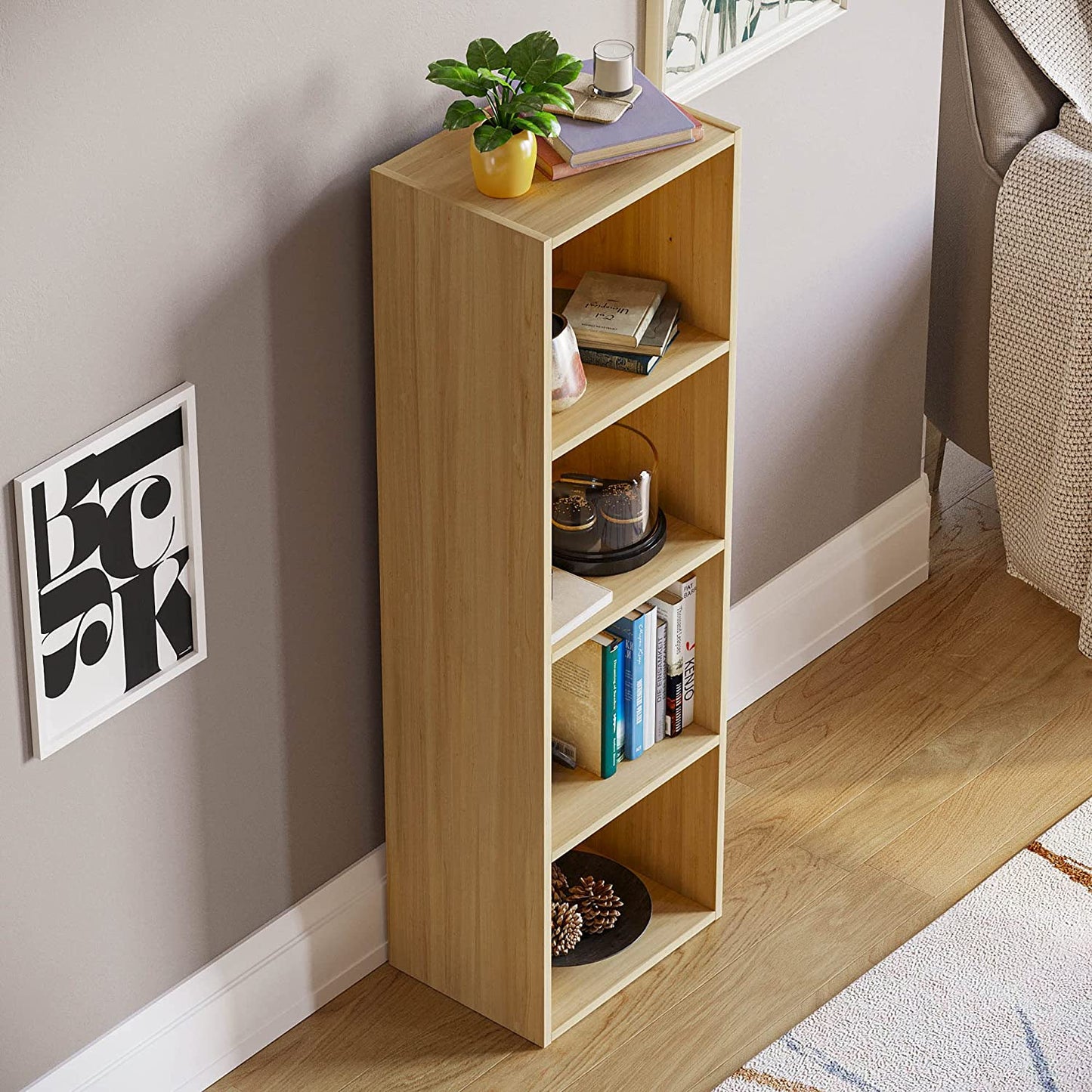 Modern 4-Tier Storage Unit with Shelves - Available in 3 Colors