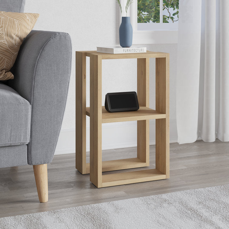 White Bedside Table with Open Shelves