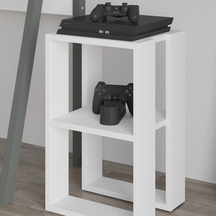 White Bedside Table with Open Shelves