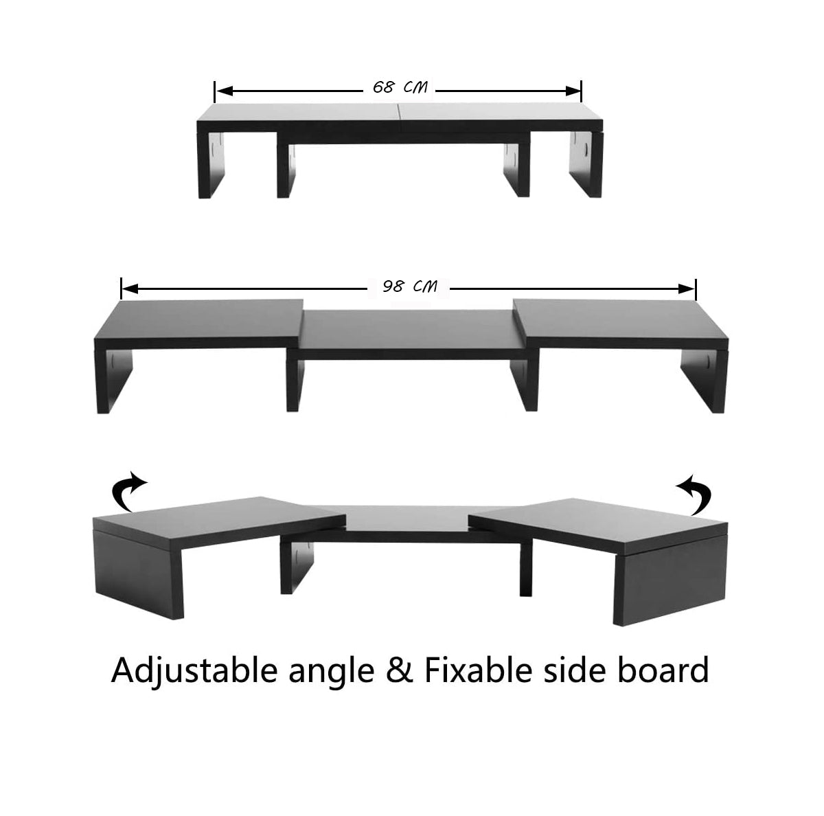 Dual Monitor Stand Riser with Storage Shelves - Black