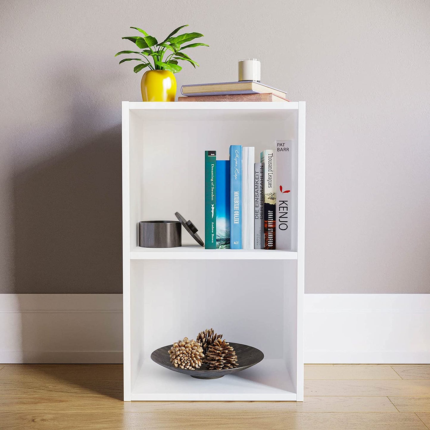 Modern 2-Tier Storage Unit with Shelves - White