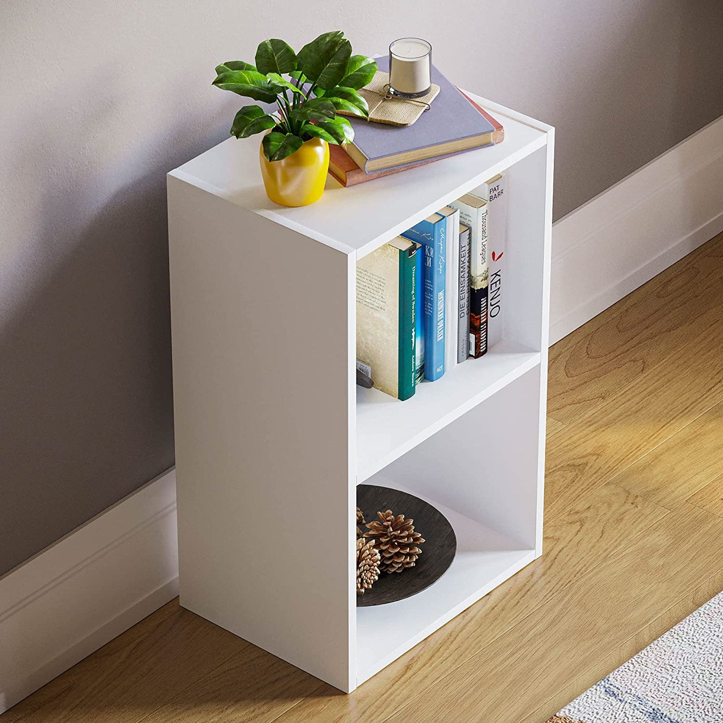 Modern 2-Tier Storage Unit with Shelves - White