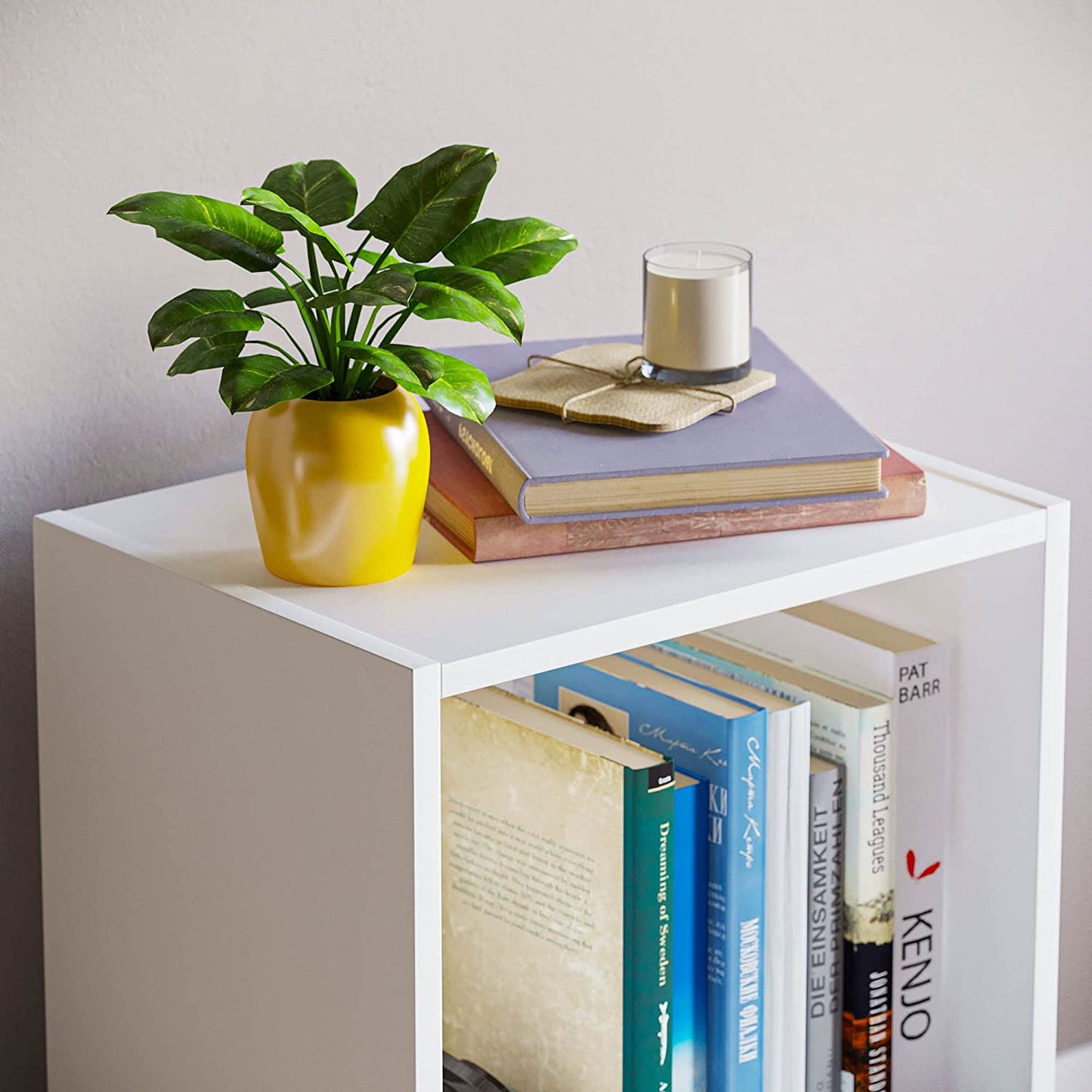 Modern 2-Tier Storage Unit with Shelves - White