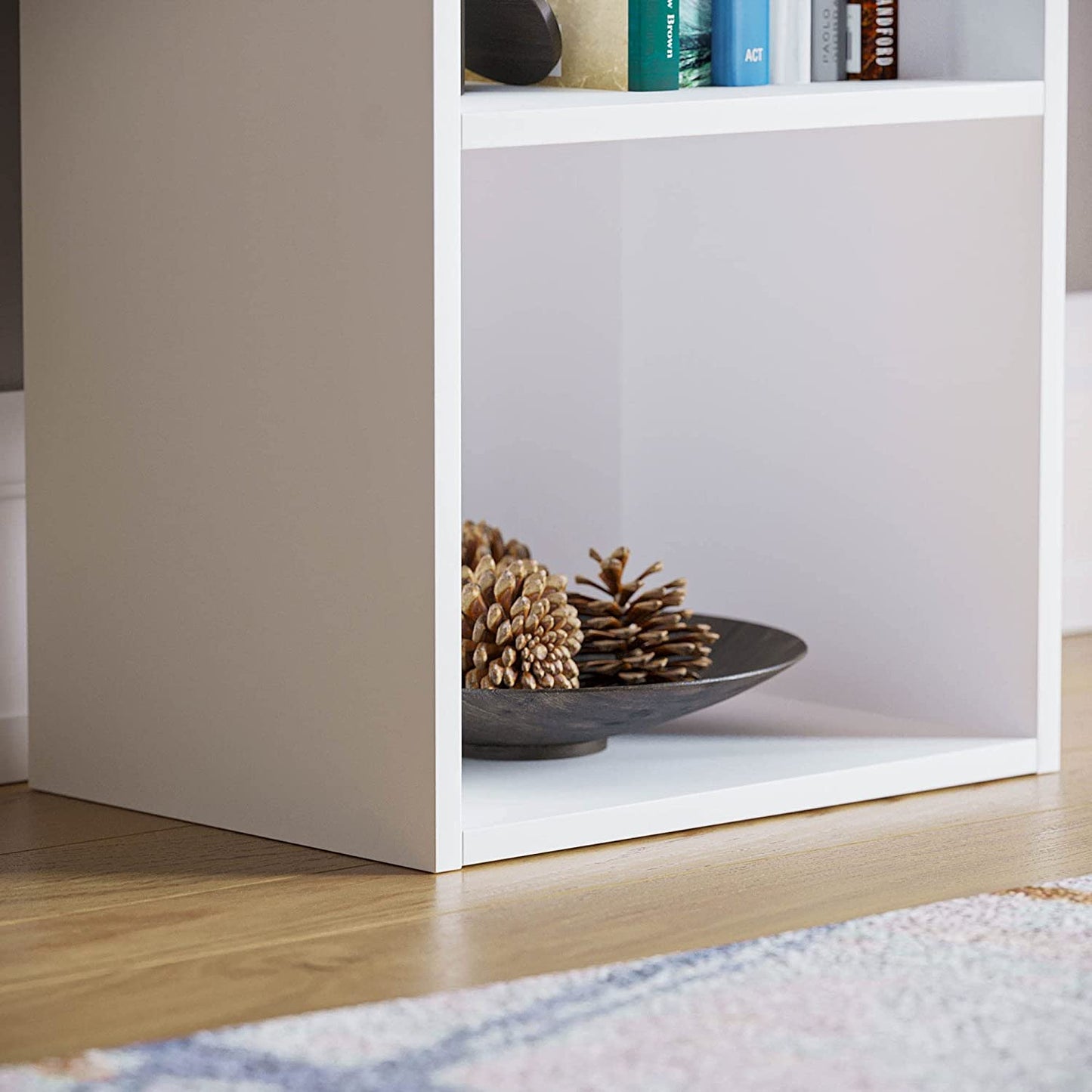 Modern 2-Tier Storage Unit with Shelves - White