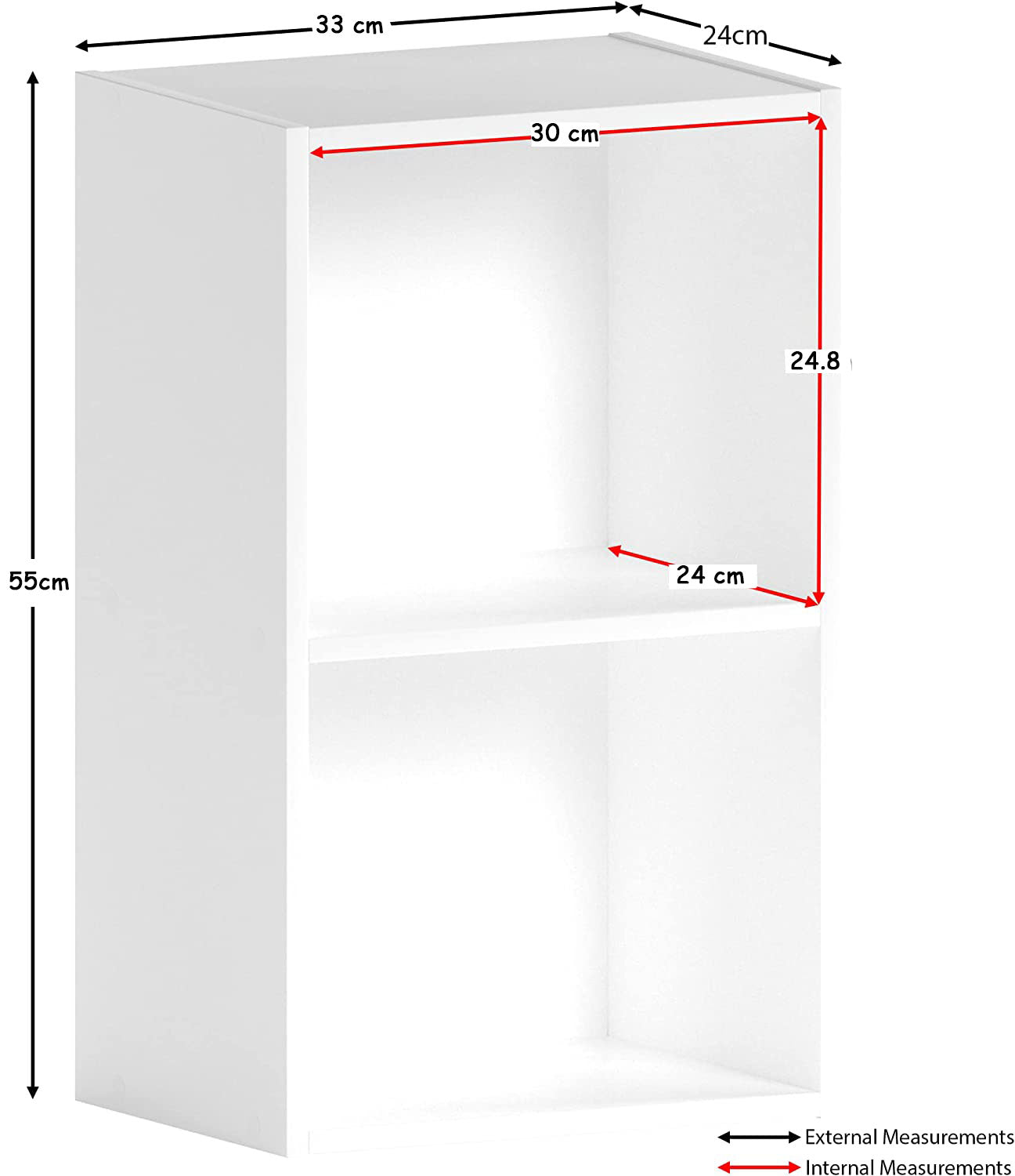 Modern 2-Tier Storage Unit with Shelves - White
