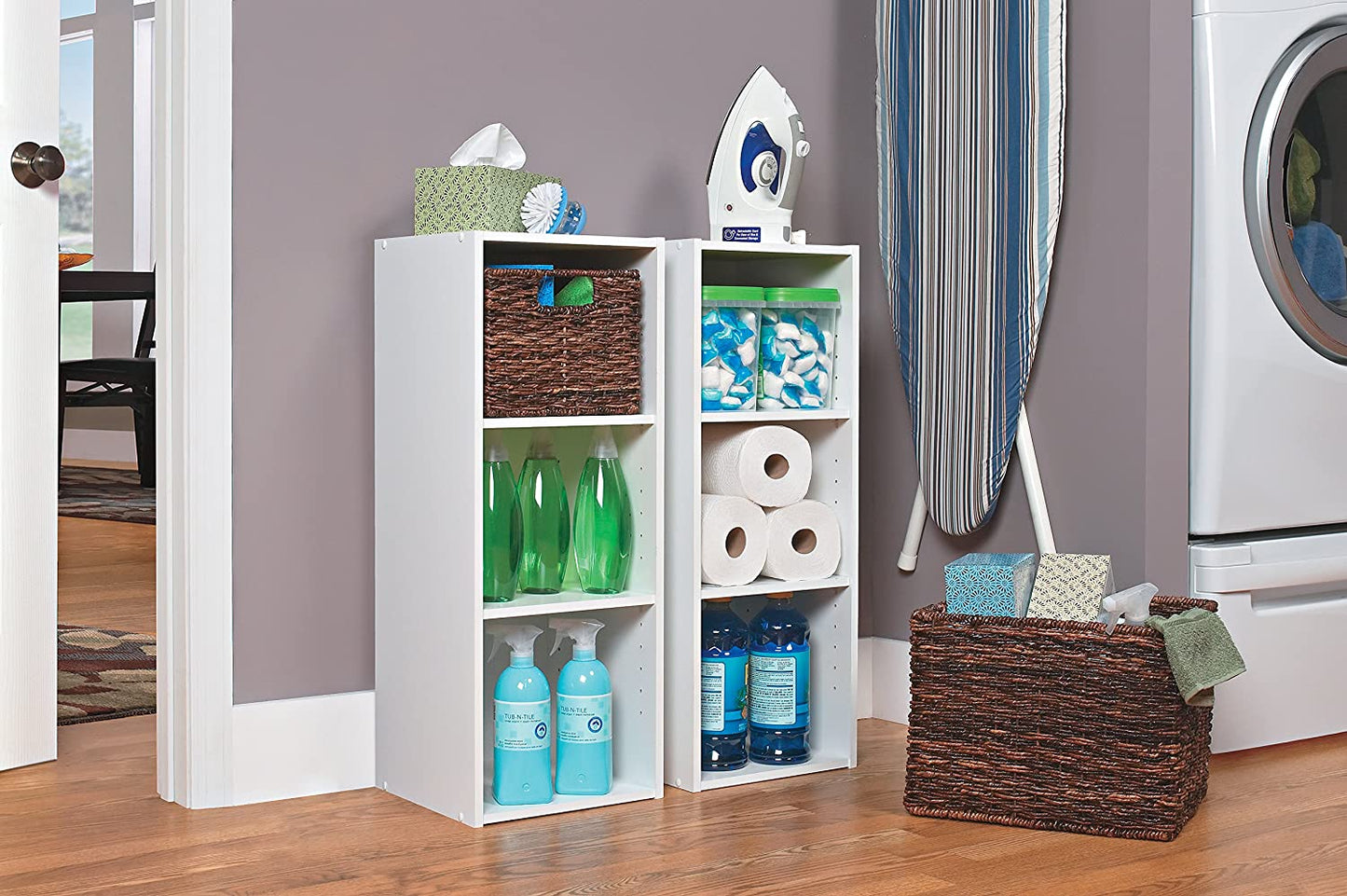Modern 3-Tier Storage Unit with Shelves - Available in 3 Colors