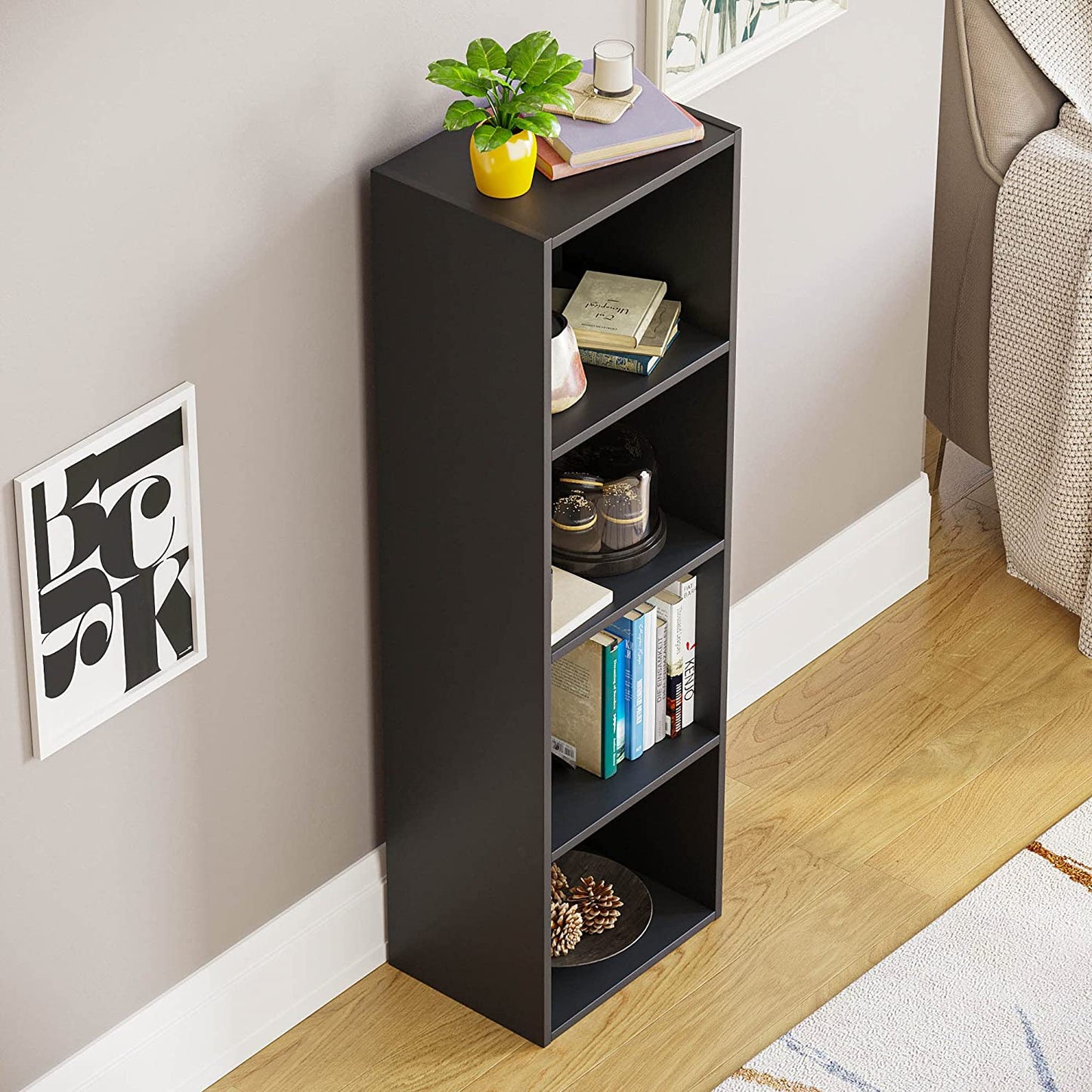 Modern 4-Tier Storage Unit with Shelves - Available in 3 Colors