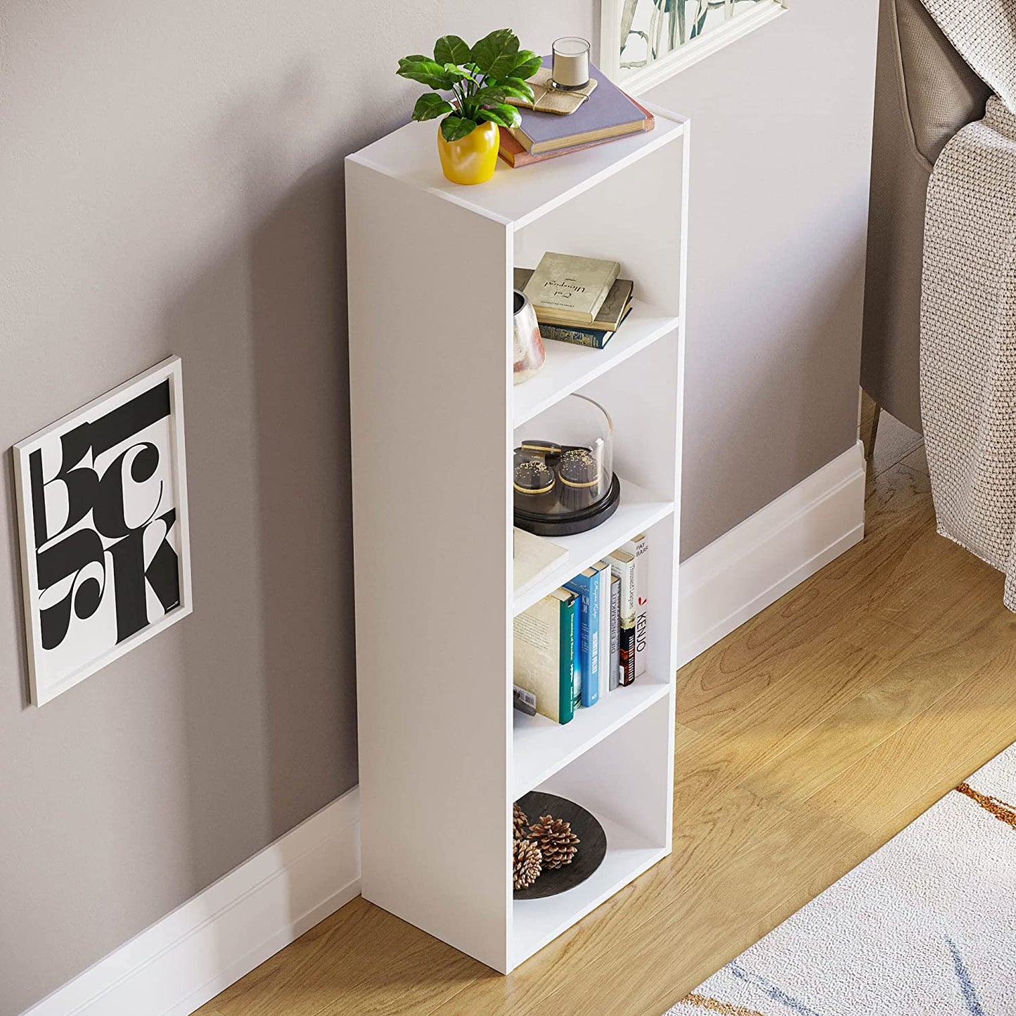 Modern 4-Tier Storage Unit with Shelves - Available in 3 Colors