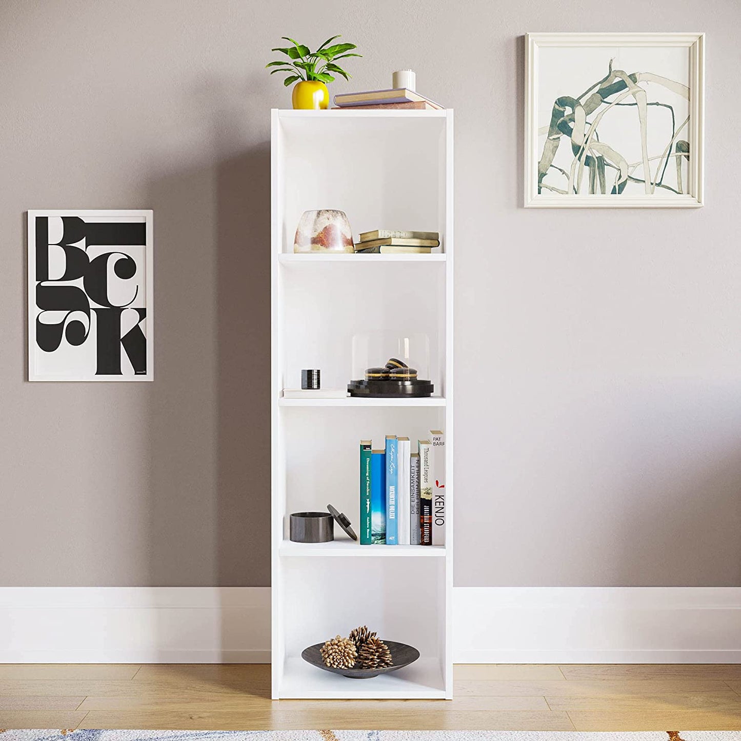 Modern 4-Tier Storage Unit with Shelves - Available in 3 Colors