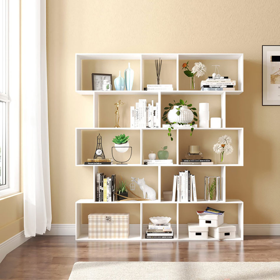 Versatile Bookshelf Unit with Modern Design - White