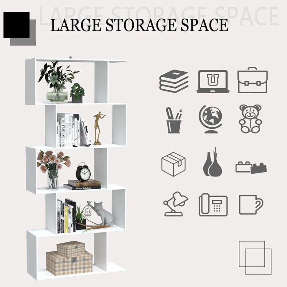 Versatile Bookshelf Unit with Modern Design - White