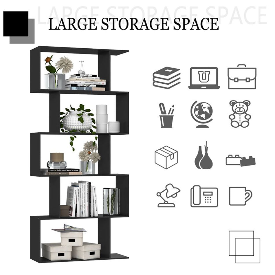 Versatile Bookshelf Unit with Modern Design - Black