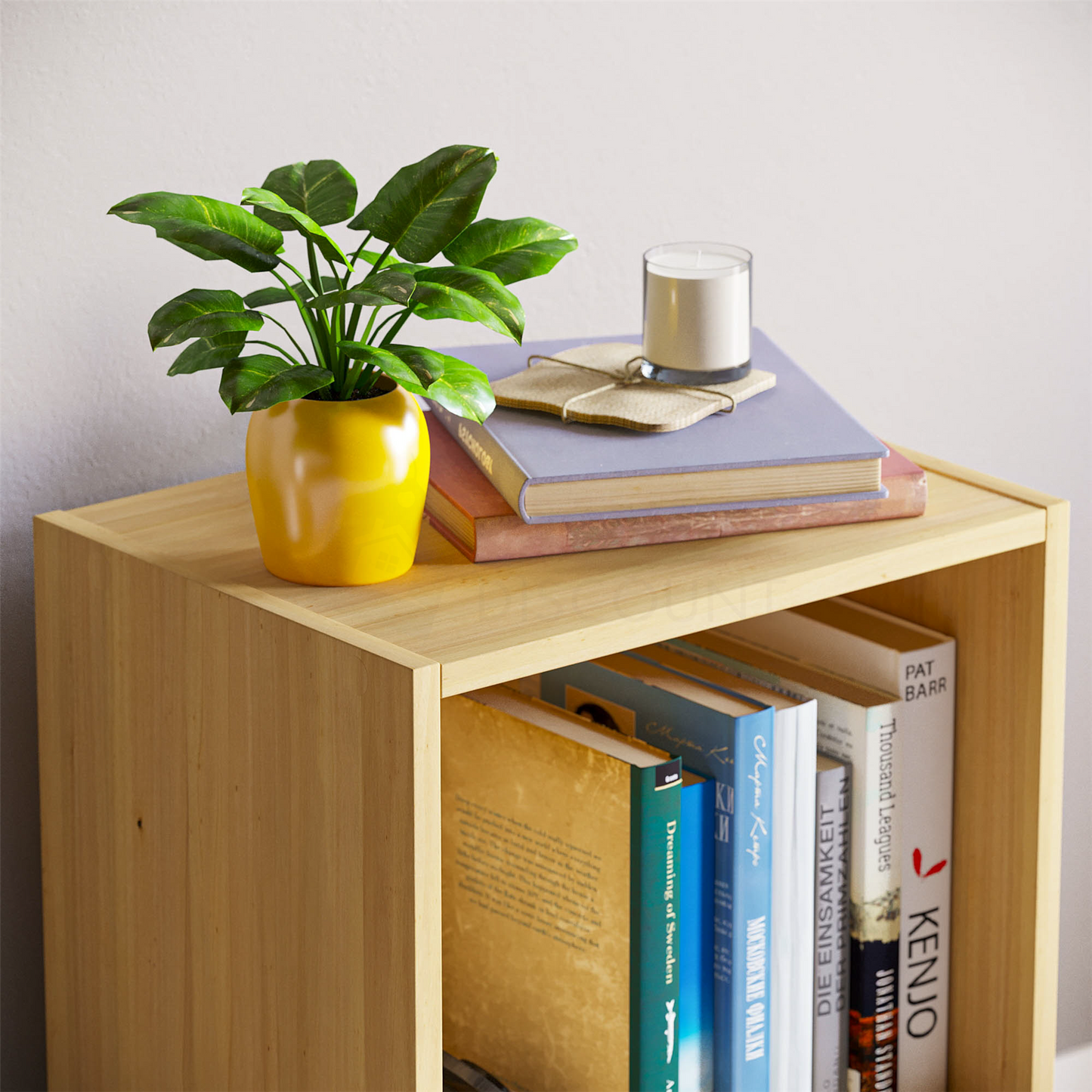 Modern 2-Tier Storage Unit with Shelves - Beige