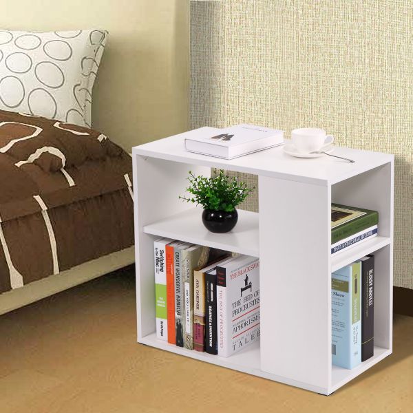 Side table and coffee table with storage space - White