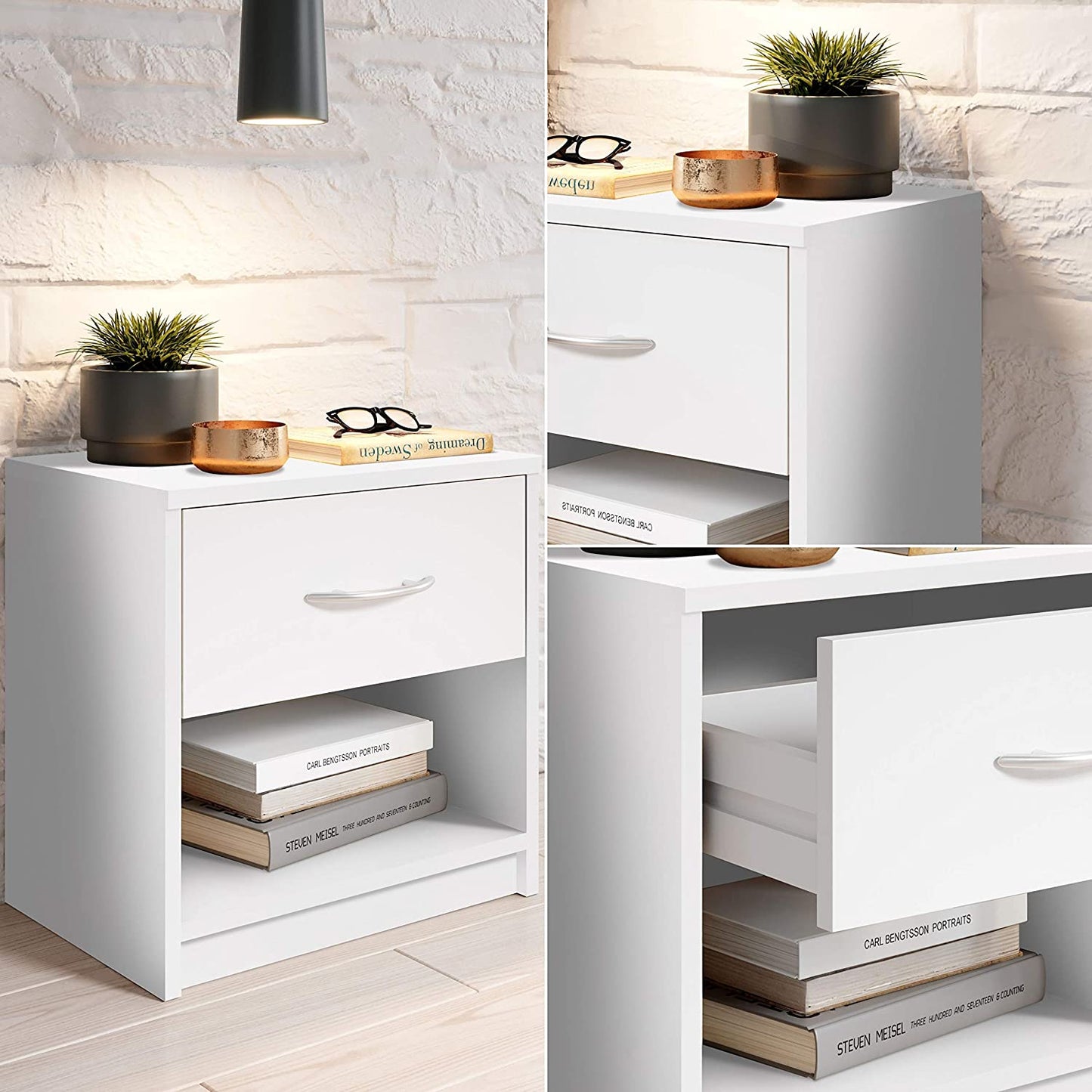 Bedside Table with smooth-running drawer light
