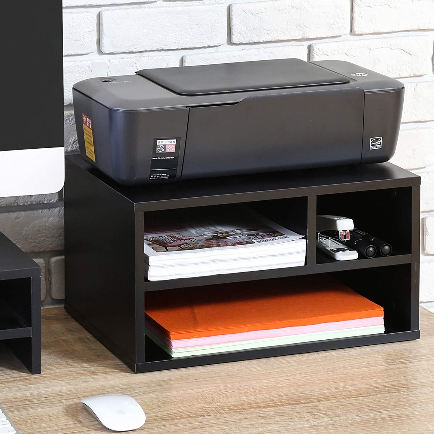 Printer Stand with Storage Shelves - Desktop Organizer for Home and Office