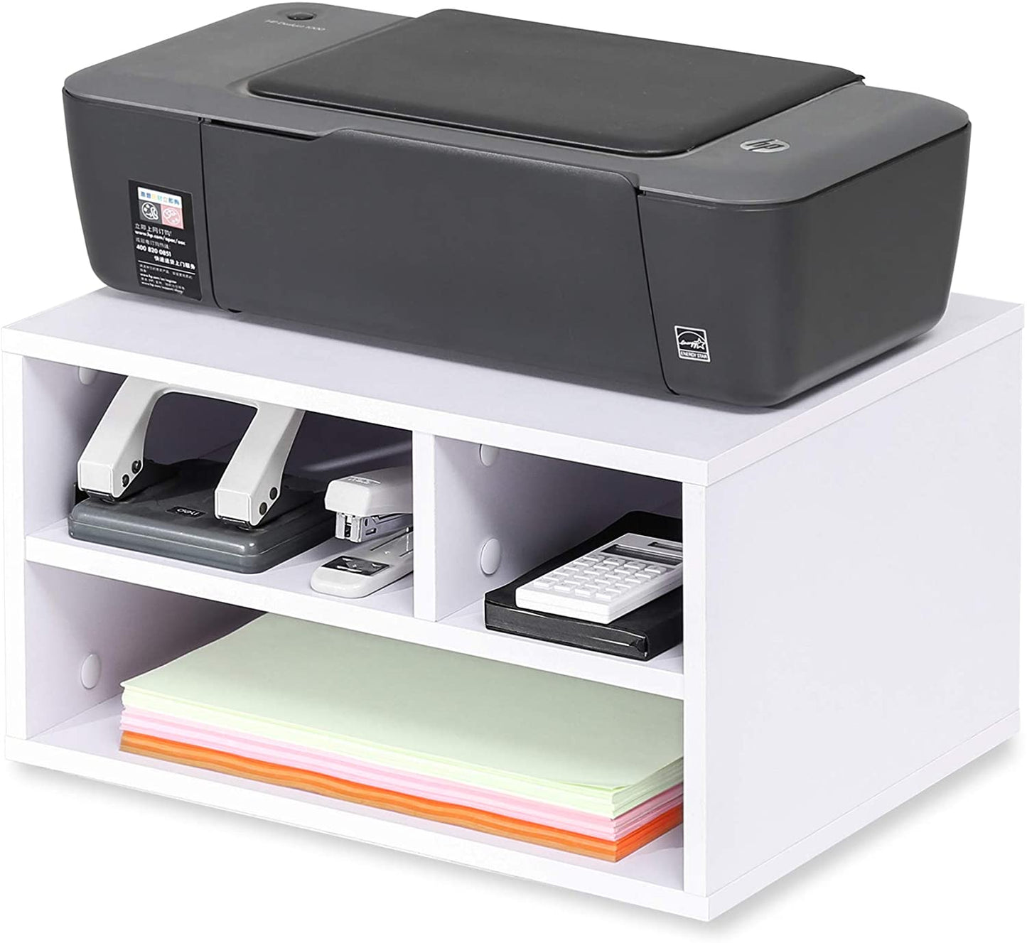 Printer Stand with Storage Shelves - Desktop Organizer for Home and Office