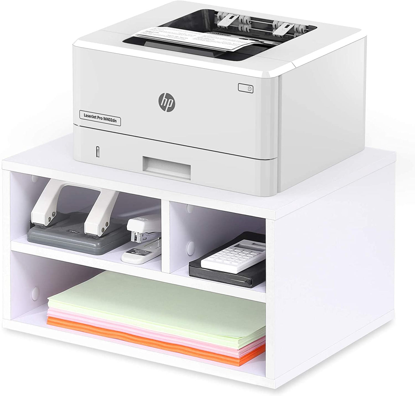 Printer Stand with Storage Shelves - Desktop Organizer for Home and Office