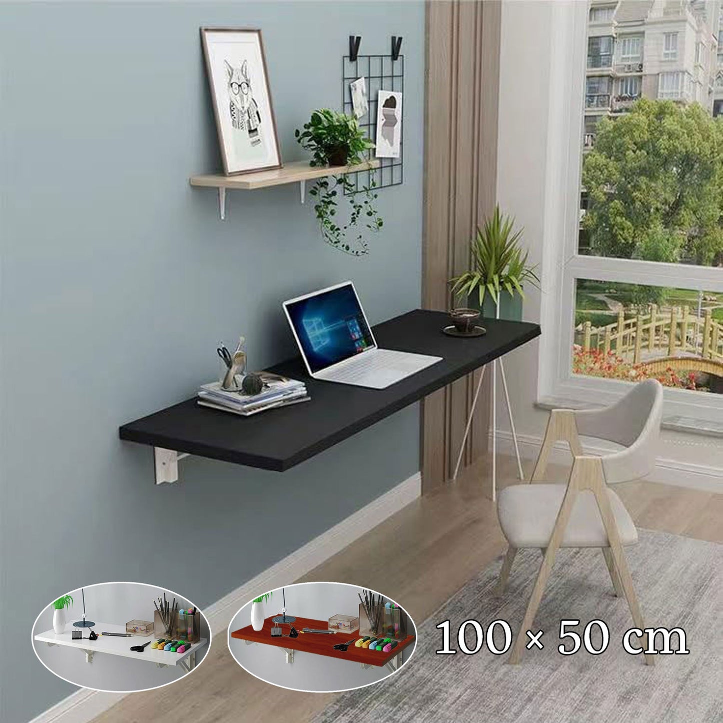 Wall-Mounted Foldable Desk 100x50 cm β Multi-Color