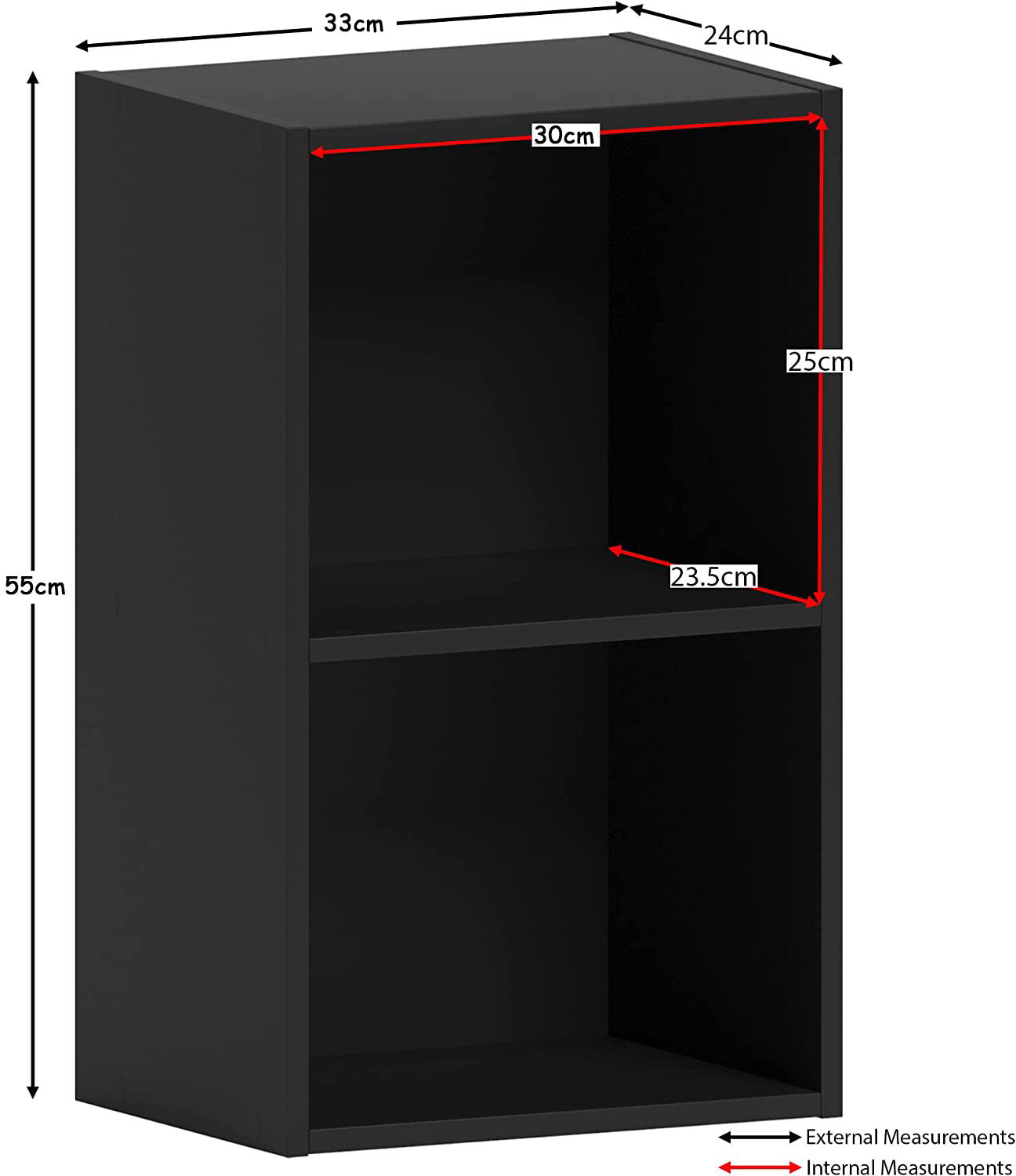 Modern 2-Tier Storage Unit with Shelves - Black