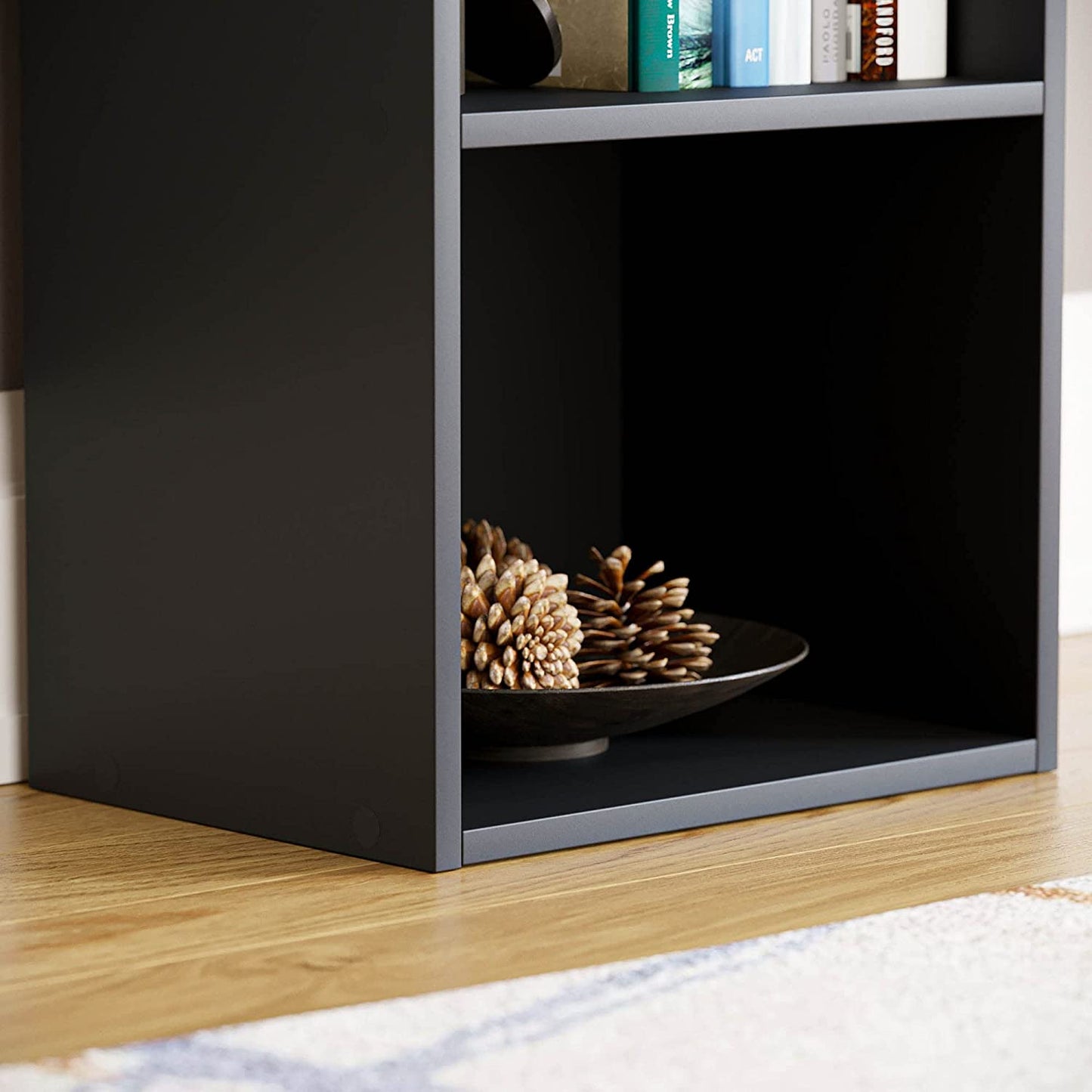 Modern 2-Tier Storage Unit with Shelves - Black