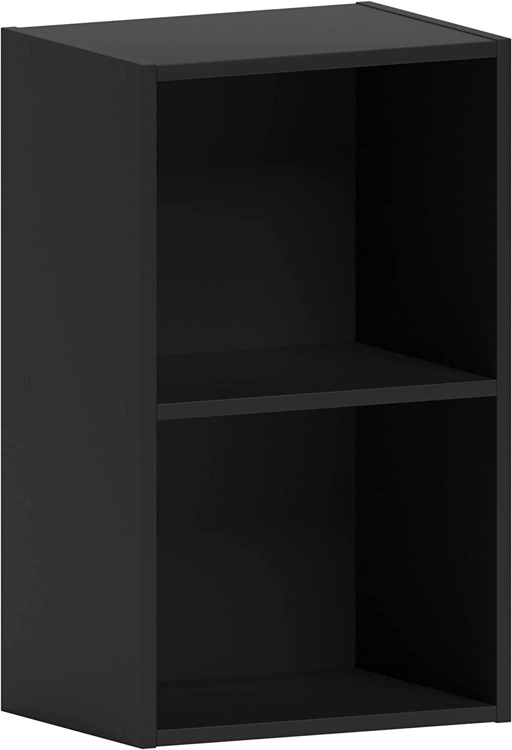 Modern 2-Tier Storage Unit with Shelves - Black